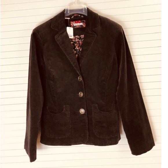 NWT Ben Sherman Women Brown Corduroy Blazer Sport Jacket with Elbow Patches S - Picture 2 of 5